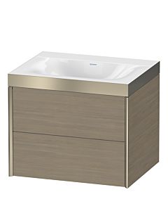 Duravit XViu Waschtisch-Unterschrank XV4614NB135P 60x48cm, 2 Schubkästen, ohne Hahnloch, champagner matt, Rahmen P, Eiche terra