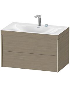 Duravit XViu vanity unit XV4615EB135C 80x48cm, 2 drawers, 2 tap holes, matt champagne, Rahmen C, terra oak