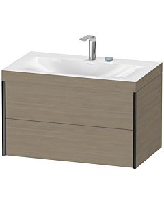 Duravit Meuble sous-vasque XViu XV4615EB235C 80x48cm, 2 tiroirs, 2 trous pour robinetterie, noir mat, Rahmen C, chêne terra