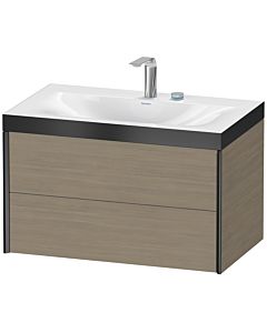 Duravit XViu vanity unit XV4615EB235P 80x48cm, 2 drawers, 2 tap holes, matt black, Rahmen P, terra oak