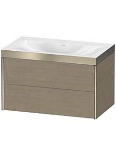 Duravit Meuble sous-vasque XViu XV4615NB135P 80x48cm, 2 tiroirs, sans trou pour robinet, champagne mat, Rahmen P, chêne terra
