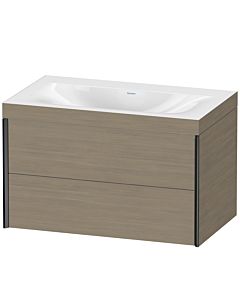 Duravit XViu Waschtisch-Unterschrank XV4615NB235C 80x48cm, 2 Schubkästen, ohne Hahnloch, schwarz matt, Rahmen C, Eiche terra