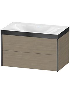 Duravit XViu Waschtisch-Unterschrank XV4615NB235P 80x48cm, 2 Schubkästen, ohne Hahnloch, schwarz matt, Rahmen P, Eiche terra