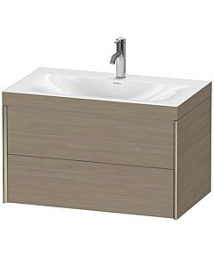 Duravit XViu Waschtisch-Unterschrank XV4615OB135C 80x48cm, 2 Schubkästen, 1 Hahnloch, champagner matt, Rahmen C, Eiche terra