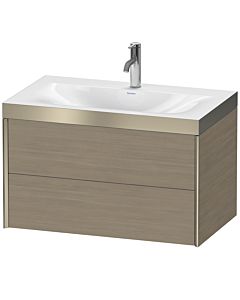 Duravit XViu Waschtisch-Unterschrank XV4615OB135P 80x48cm, 2 Schubkästen, 1 Hahnloch, champagner matt, Rahmen P, Eiche terra