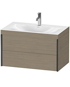Duravit XViu vanity unit XV4615OB235C 80x48cm, 2 drawers, 2000 tap hole, matt black, Rahmen C, terra oak