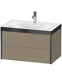 Duravit XViu vanity unit XV4615OB235P 80x48cm, 2 drawers, 2000 tap hole, matt black, Rahmen P, terra oak