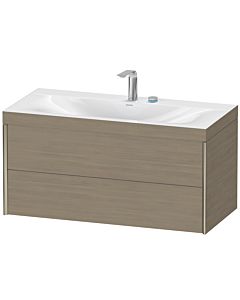 Duravit XViu vanity unit XV4616EB135C 100x48cm, 2 drawers, 2 tap holes, matt champagne, Rahmen C, terra oak