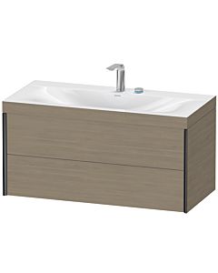 Duravit XViu Waschtisch-Unterschrank XV4616EB235C 100x48cm, 2 Schubkästen, 2 Hahnlöcher, schwarz matt, Rahmen C, Eiche terra