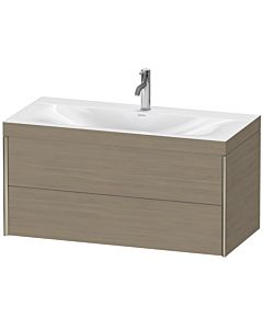 Duravit XViu Waschtisch-Unterschrank XV4616OB135C 100x48cm, 2 Schubkästen, 1 Hahnloch, champagner matt, Rahmen C, Eiche terra
