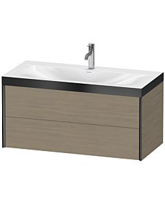 Duravit XViu Waschtisch-Unterschrank XV4616OB235P 100x48cm, 2 Schubkästen, 1 Hahnloch, schwarz matt, Rahmen P, Eiche terra