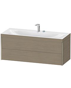 Duravit XViu Waschtisch-Unterschrank XV4617EB135C 120x48cm, 2 Schubkästen, 2 Hahnlöcher, champagner matt, Rahmen C, Eiche terra
