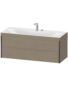 Duravit XViu vanity unit XV4617EB235C 120x48cm, 2 drawers, 2 tap holes, matt black, Rahmen C, terra oak