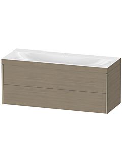 Duravit Meuble sous-vasque XViu XV4617NB135C 120x48cm, 2 tiroirs, sans trou pour robinet, champagne mat, Rahmen C, chêne terra