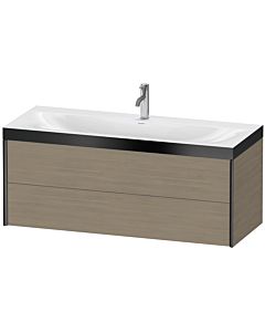 Duravit XViu Waschtisch-Unterschrank XV4617OB235P 120x48cm, 2 Schubkästen, 1 Hahnloch, schwarz matt, Rahmen P, Eiche terra