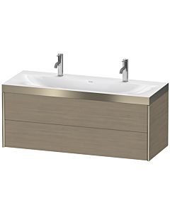 Duravit Meuble sous-vasque XViu XV4618OB135P 120x48cm, 2 tiroirs, champagne mat, Rahmen P, chêne terra