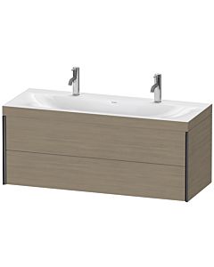 Duravit Meuble sous-vasque XViu XV4618OB235C 120x48cm, 2 tiroirs, noir mat, Rahmen C, chêne terra