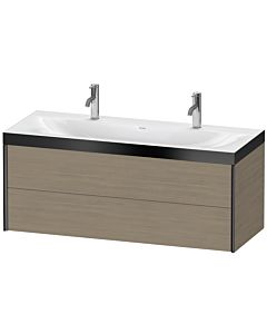 Duravit XViu Waschtisch-Unterschrank XV4618OB235P 120x48cm, 2 Schubkästen, schwarz matt, Rahmen P, Eiche terra