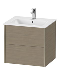 Duravit XViu Waschtisch-Unterschrank XV41250B135 61 x 56 x 48 cm, Eiche terra, 2 Schubkästen, wandhängend, champagner matt