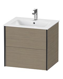 Duravit XViu Waschtisch-Unterschrank XV41250B235 61 x 56 x 48 cm, Eiche terra, 2 Schubkästen, wandhängend, schwarz matt