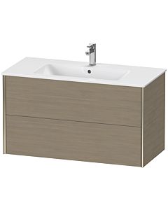 Duravit Meuble sous-vasque XViu XV41270B135 101 x 56 x 48 cm, chêne terra, 2 tiroirs, suspendu, champagne mat