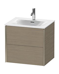 Duravit Meuble sous-vasque XViu XV41320B135 61 x 55,7 x 48 cm, chêne terra, 2 tiroirs, champagne mat