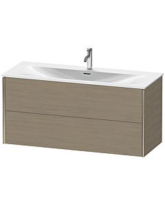 Duravit Meuble sous-vasque XViu XV41360B135 121 x 55,7 x 48 cm, chêne terra, 2 tiroirs, champagne mat