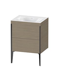 Duravit XViu Waschtisch-Unterschrank XV4709NB235C 60x48cm, 2 Auszüge, ohne Hahnloch, schwarz matt, Rahmen C, Eiche terra