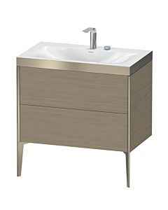 Duravit XViu Waschtisch-Unterschrank XV4710EB135P 80x48cm, 2 Auszüge, 2 Hahnlöcher, champagner matt, Rahmen P, Eiche terra