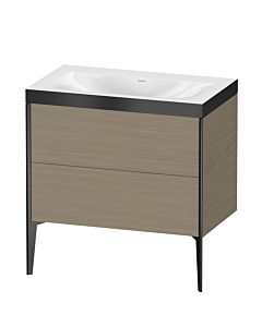Duravit XViu Waschtisch-Unterschrank XV4710NB235P 80x48cm, 2 Auszüge, ohne Hahnloch, schwarz matt, Rahmen P, Eiche terra