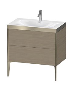 Duravit XViu Waschtisch-Unterschrank XV4710OB135P 80x48cm, 2 Auszüge, 1 Hahnloch, champagner matt, Rahmen P, Eiche terra