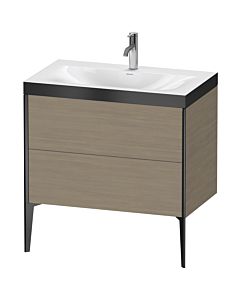 Duravit meuble XViu XV4710OB235P 80x48cm, 2 2000 - out, Match2 trou de coulée, noir mat, Rahmen P, terra chêne