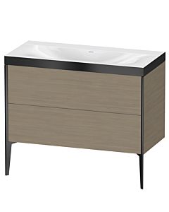 Duravit XViu Waschtisch-Unterschrank XV4711NB235P 100x48cm, 2 Auszüge, ohne Hahnloch, schwarz matt, Rahmen P, Eiche terra