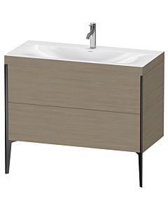 Duravit XViu vanity unit XV4711OB235C 100x48cm, 2 2000 outs, match2 tap hole, matt black, Rahmen C, terra oak