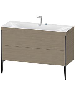 Duravit XViu vanity unit XV4712EB235C 120x48cm, 2 drawers, 2 tap holes, matt black, Rahmen C, terra oak