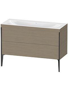 Duravit XViu vanity unit XV4712NB235C 120x48cm, 2 drawers, without tap hole, matt black, Rahmen C, terra oak
