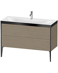Duravit XViu vanity unit XV4712OB235P 120x48cm, 2 drawers, 2000 tap hole, matt black, Rahmen P, terra oak