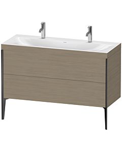 Duravit XViu Waschtisch-Unterschrank XV4713OB235C 120x48cm, 2 Auszüge, ohne Hahnloch, schwarz matt, Rahmen C, Eiche terra