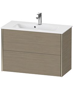Duravit Meuble sous-vasque XViu XV41790B135 81 x 56 x 39 cm, chêne terra, 2 tiroirs, suspendu, champagne mat