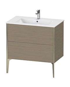 Duravit Meuble sous-vasque XViu XV44820B135 81 x 59,4 x 48 cm, chêne terra, 2 coulissants, debout, champagne mat