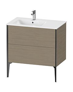 Duravit XViu Waschtisch-Unterschrank XV44860B235 81x48x59,4cm, 2 Auszüge, Becken links, schwarz matt, Eiche terra