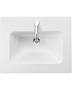 Duravit Me by Starck Möbel-Waschtisch 23365332001 53 x 43 cm, weiß seidenmatt, WonderGliss, mit Hahnloch, Überlauf, Hahnlochbank