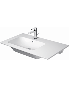 Duravit Me by Starck Möbel-Waschtisch 23458300001 83x49cm, Becken links, mit Überlauf, Hahnlochbank, weiß, WonderGliss