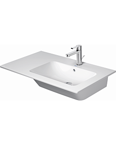 Duravit Me by Starck Möbel-Waschtisch 23468332601 83x49cm, becken rechts, mit Überlauf, Hahnlochbank, ohne Hahnloch, weiß seidenmatt, WonderGliss