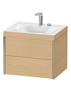 Duravit XViu Waschtisch-Unterschrank XV4614EB130C 60x48cm, 2 Schubkästen, 2 Hahnlöcher, champagner matt, Rahmen C, Eiche natur