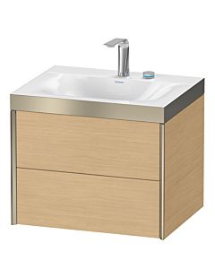 Duravit XViu Waschtisch-Unterschrank XV4614EB130P 60x48cm, 2 Schubkästen, 2 Hahnlöcher, champagner matt, Rahmen P, Eiche natur