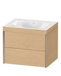 Duravit XViu Waschtisch-Unterschrank XV4614NB130C 60x48cm, 2 Schubkästen, ohne Hahnloch, champagner matt, Rahmen C, Eiche natur