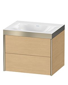 Duravit XViu Waschtisch-Unterschrank XV4614NB130P 60x48cm, 2 Schubkästen, ohne Hahnloch, champagner matt, Rahmen P, Eiche natur