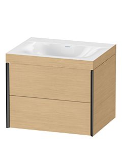 Duravit XViu Waschtisch-Unterschrank XV4614NB230C 60x48cm, 2 Schubkästen, ohne Hahnloch, schwarz matt, Rahmen C, Eiche natur