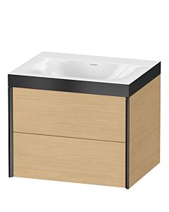 Duravit XViu vanity unit XV4614NB230P 60x48cm, 2 drawers, without tap hole, matt black, Rahmen P, natural oak